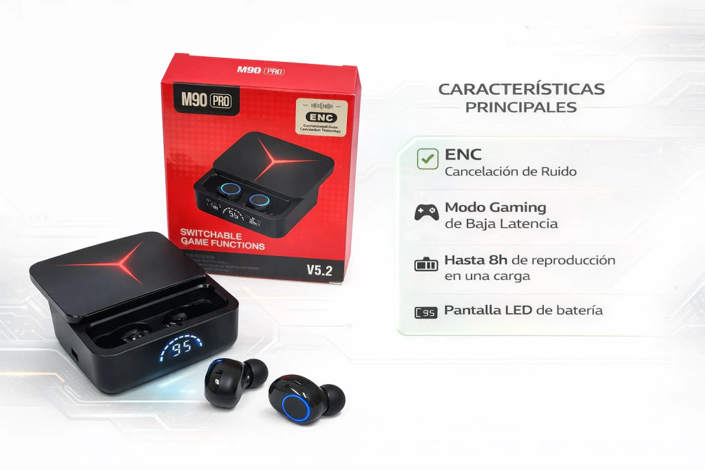 Auriculares Inalámbricos C/Pantalla M90